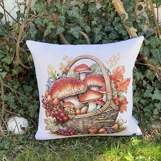 Taie d'oreiller en tapisserie CHAMPIGNONS DANS LE CHARIOT