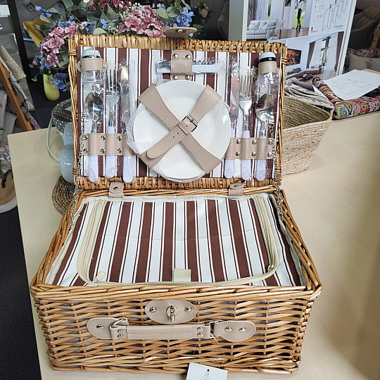 Panier de pique-nique GARDEN à rayures marron - marron pour 2 personnes