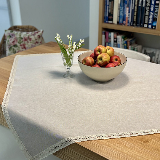 Nappe et foulard en tapisserie NATURE AVEC DENTELLE