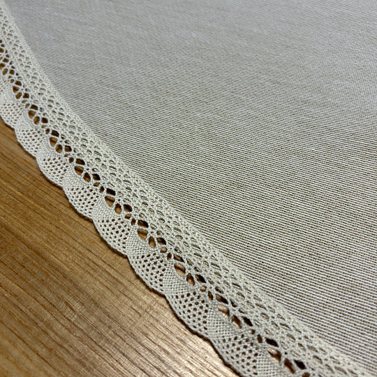 Nappe ronde en tapisserie NATURE AVEC DENTELLE