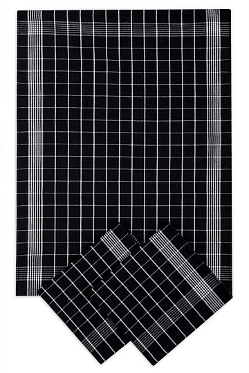 Serviettes en coton NOIR NÉGATIF - BLANC