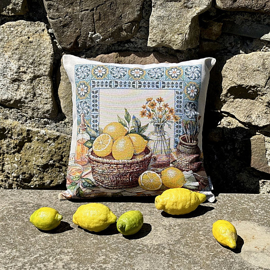 Taie d'oreiller en tapisserie NATURE MORTE AUX CITRONS