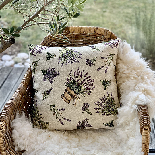 Housse de coussin tapisserie FLEUR DE LAVANDE