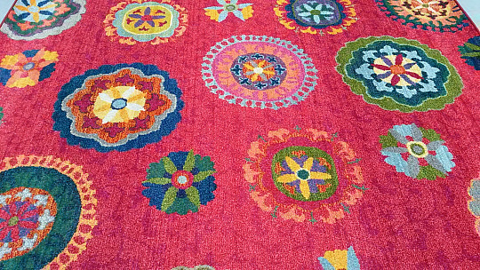 Tapis en pièces MANDALA rouge