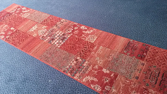 Luxueux tapis de couloir en laine ROYAL PATCHWORK rouge