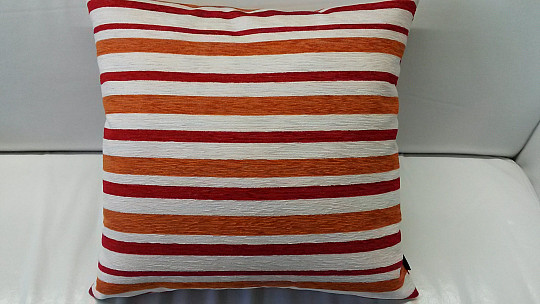 Housse de coussin déco PEKING rayures rouge-orange