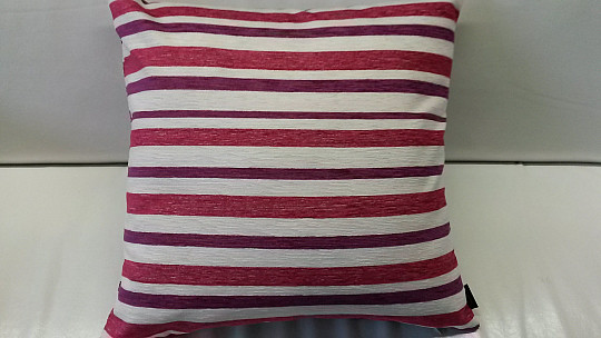 Housse de coussin déco PEKING rayures violet-rose