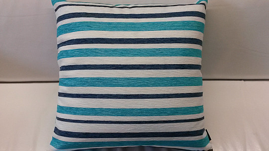 Housse de coussin déco PEKING rayures bleu-turquoise