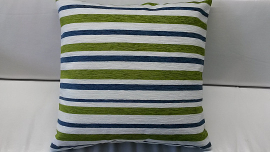 Housse de coussin déco PEKING rayures bleu-vert