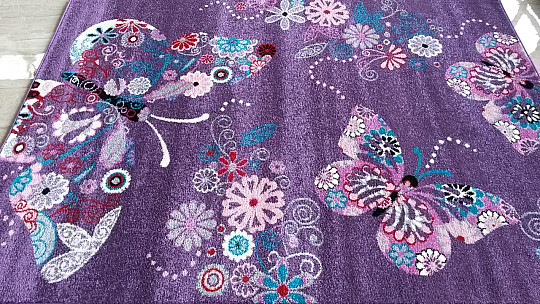 Tapis enfant BELLA Papillons violet