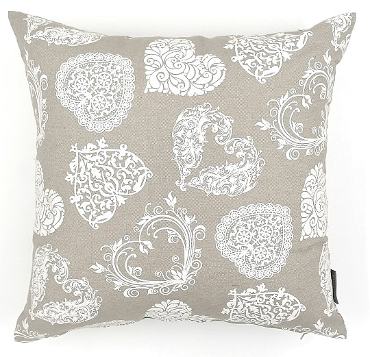 Housse de coussin déco COEURS NATURELS