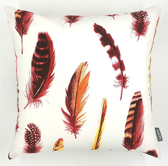 Housse de coussin déco PLUME ROUGE