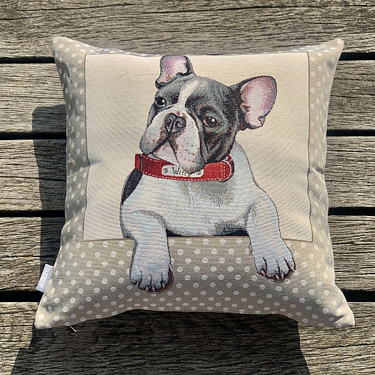 Housse de coussin tapisserie BOULEDOGUE FRANÇAIS