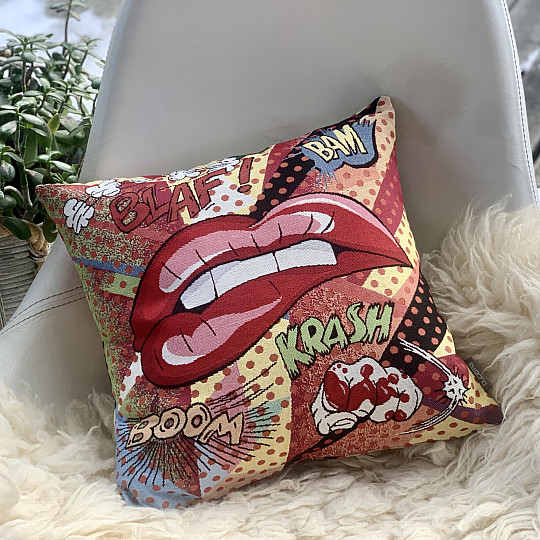 Housse de coussin tapisserie COMICS LIPS