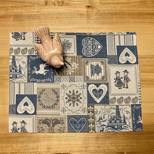 Set de table PATCHWORK COEUR bleu