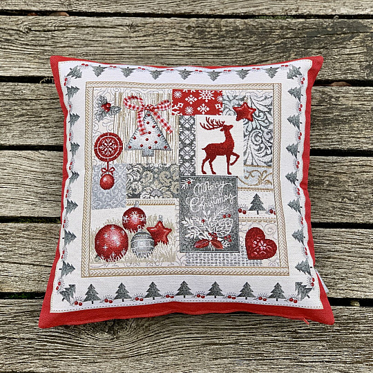 Housse de coussin tapisserie de Noël JOYEUX NOËL