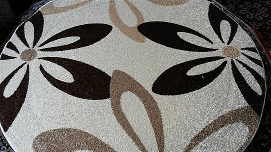 Tapis rond KARMEL fleurs crème