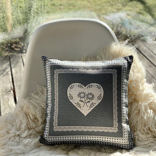 Housse de coussin tapisserie SELSKÁ JIZBA gris