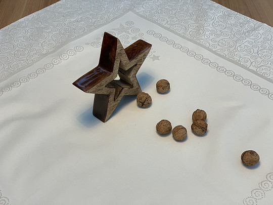 Nappe de Noël ORNEMENT argent naturel