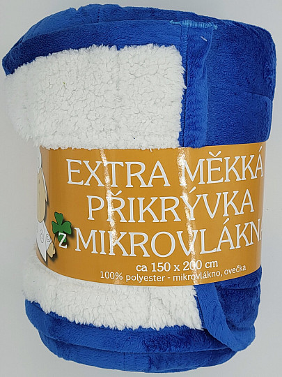 couverture microfibre EXTRA DOUCE MOUTON point bleu