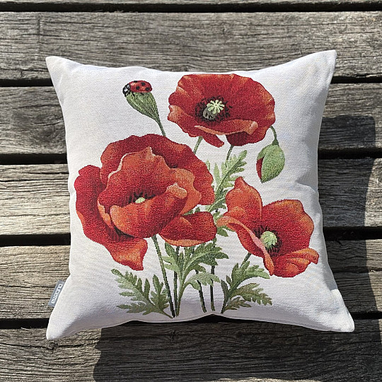 Housse de coussin tapisserie COQUELICOTS