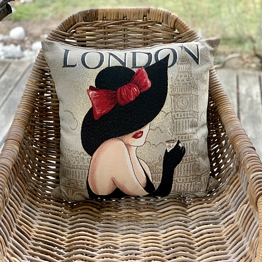 Housse de coussin tapisserie LADY LONDON