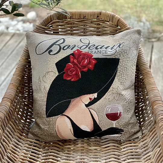 Housse de coussin tapisserie LADY BORDEAUX