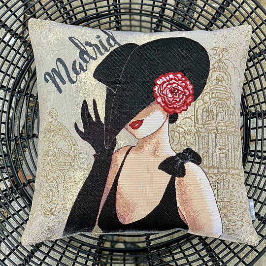 Housse de coussin tapisserie LADY MADRID