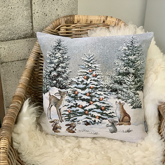 Couverture tapisserie de Noël ANIMAUX À L&#39;ARBRE