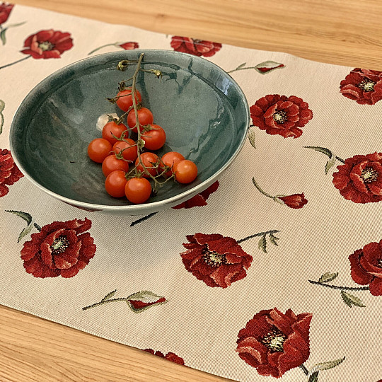 Nappe tapisserie LOUP COQUELICOT