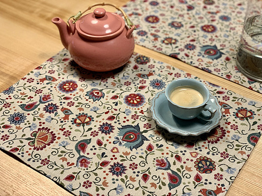 Nappe Gobelin fleurs et oiseau Jurkovič