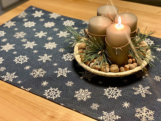 Nappe et foulard en tapisserie DRAPEAU BLEU