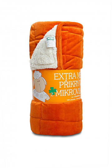 couverture microfibre EXTRA DOUCE MOUTON point orange