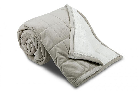 couverture microfibre EXTRA DOUCE MOUTON couture gris clair