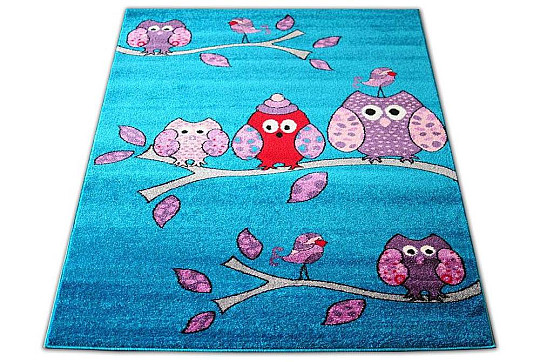 Tapis enfant BELLA CHOUETTE turquoise
