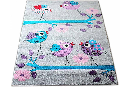 Tapis enfant BELLA BIRDS gris