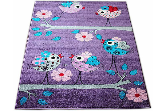 Tapis enfant BELLA BIRDS lilas