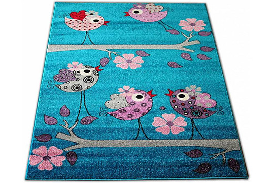 Tapis enfant BELLA BIRDS turquoise