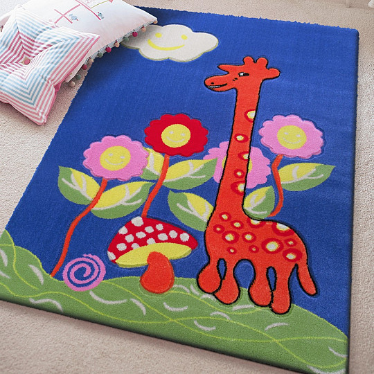Tapis enfant KIDS GIRAFFE bleu