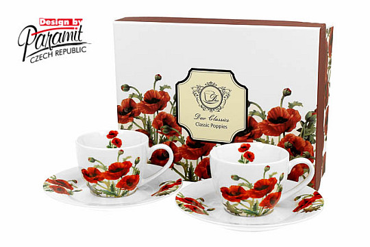 Ensemble tasse et soucoupe coquelicots classiques 90 ml