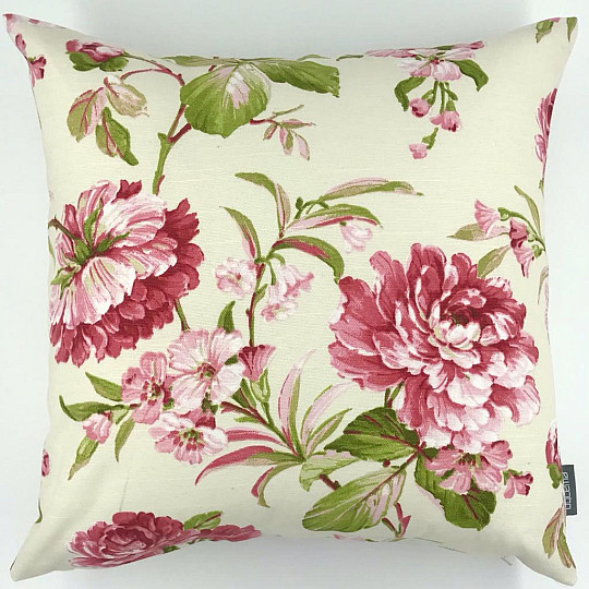 Housse décorative LAURA grande fleur rose