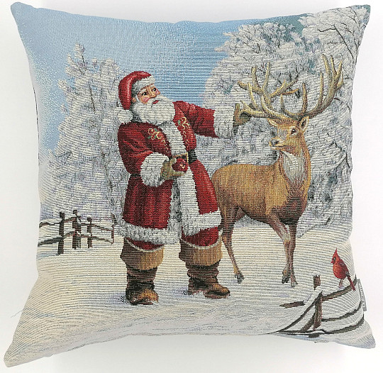 Housse tapisserie de Noël PÈRE NOËL AVEC CERF