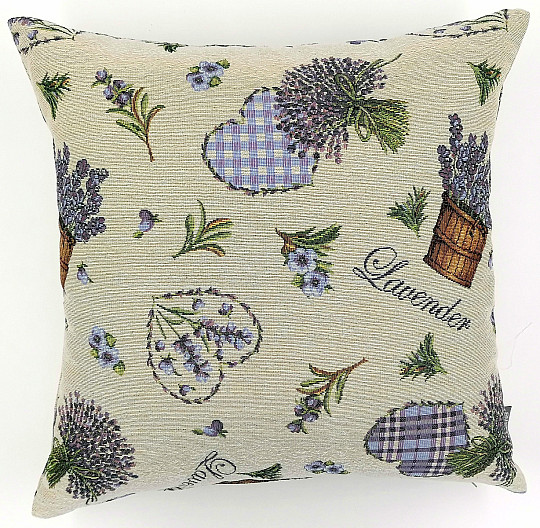 Housse de coussin tapisserie COEUR DE LAVANDE
