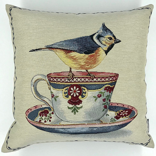 Housse de coussin tapisserie Oiseaux sur un mug 1