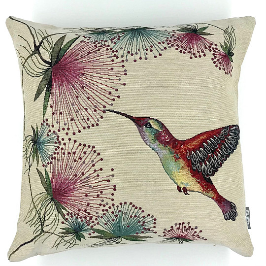 Housse de coussin tapisserie COLIBRI FLEUR VIOLET
