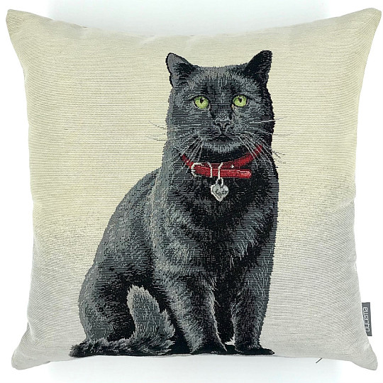 Housse de coussin tapisserie CHAT NOIR