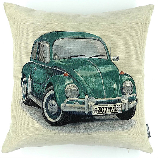 Housse de coussin tapisserie VW COCCINELLE TURQUOISE