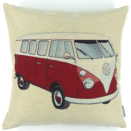 Housse de coussin tapisserie VW BUS ROUGE