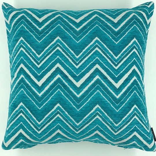 Housse de coussin déco ZIG ZAG bleu turquoise