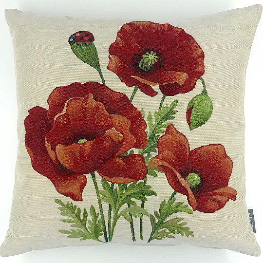Housse de coussin tapisserie COQUELICOTS
